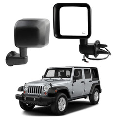 Left Driver Side Mirror Compatible with 2015 2016 2017 Jeep Wrangler JK Power Heated Manual Folding Door Mirrors Textured Black Replaces#CH1320390 68249847AD 68125585AA (5 Pins)