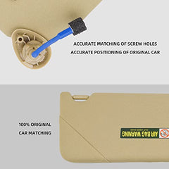 Beige Pair Left Driver and Right Passenger Side Sun Visor with Light Compatible with Honda Accord 2008-2017 Replaces# 83280-TA5-A51ZA