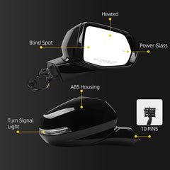 Right Passenger Side Rear View Mirror Assembly Compatible with Chevrolet Blazer 2019-2022 Heated Power Glass Outside Door Mirror with Blind Spot Replace 84698489 GM1321622(10PINS)