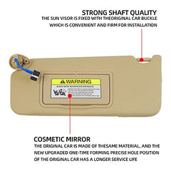 Beige Pair Left Driver and Right Passenger Side Sun Visor with Light Compatible with Honda Accord 2008-2017 Replaces# 83280-TA5-A51ZA