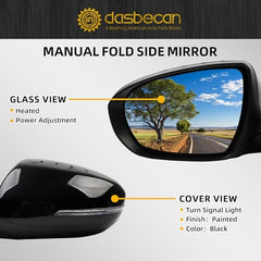 Driver Left Side Door Mirror Compatible with Kia Optima 2014 2015 Heated Turn Signal Power HD Glass Black Painted Manual Folding # KI1320175 876104C501 6Pins
