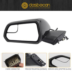 Left Driver Side Mirror Assembly Compatible with Ford Mustang 2015-2020 with Spotter Glass Replaces FO1320595 FR3Z17683L-PFM FR3Z17D743AAPTM Black 3Pins