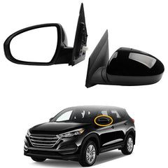 Left Driver Side Mirror Compatible with 2016-2018 Hyundai Tucson Gloss Black Door Mirror with Power Heated Glass, Manual Folding Replace# 87610D3410 HY1320246(5 pins)