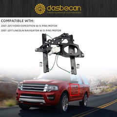 Front Left Driver Side Power Window Regulator with 8-Pin Motor Compatible with Ford Expedition Lincoln Navigator 2007-2017 Replaces 748-542 7L1Z7823201B
