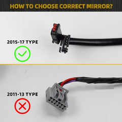 Left Driver Side Mirror Compatible with 2015 2016 2017 Jeep Wrangler JK Power Heated Manual Folding Door Mirrors Textured Black Replaces#CH1320390 68249847AD 68125585AA (5 Pins)