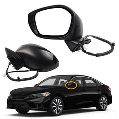 Driver Left Side Mirror Compatible with 2022-2025 Honda Civic With Power Glass, Manual Folding, Match to Crystal Black Pearl Replaces# HO1320350 76208T20A01 (3Pins)