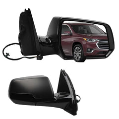 Right Passenger Side Mirror Compatible with 2020-2021 Chevrolet Traverse Power Heated Manual Foldin Black Cover Replace Rear View Mirror 85535683 (5pin)