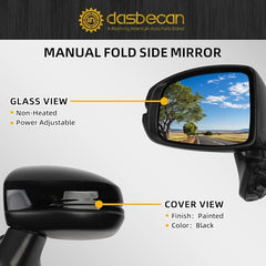 Driver Side Mirror Compatible with 2015-2020 Honda Fit Left Mirror 3PINS Black Replaces HO1320332