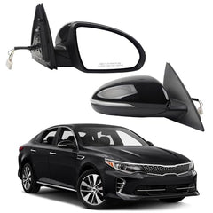 Right Side Mirror Compatible With 2016-2018 Kia Optima Right Door Mirror with Signal Light Manual Folding Power Glass Black Paint Replaces# KI1321200 87620-D5000 (5pin)
