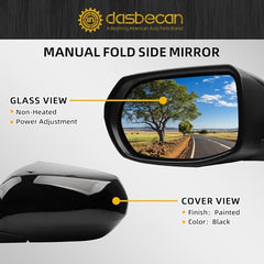 Left Driver Side Mirror Compatible with Honda CRV 2017-2022 Manual Folding Power Glass Non-Heated Rear View Mirror Replaces HO1320317 3Pins