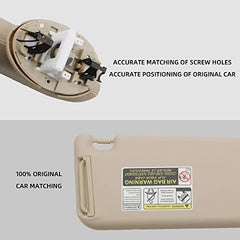 Front Left Driver Side Sun Visor with Vanity Light Compatible with Toyota RAV4 2006-2013 Replace 74320-42501-B3 (Beige)