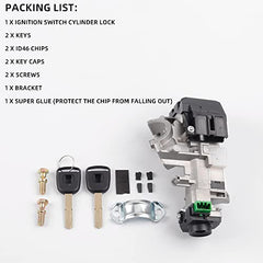 Ignition Switch Lock Cylinder Assembly Compatible with Honda Accord CRV FIT Odyssey Civic 2006-2011 06350-SAA-G30 35100-SDA-A71 (with Chip ID46 Keys)