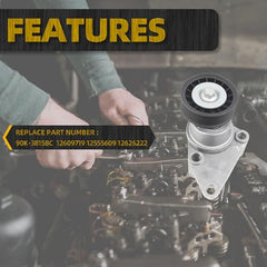 90K-38158C Serpentine Belt Drive Tensioner Pulley Component Kit Compatible with Chevy Silverado Avalanche Suburban Express Tahoe GMC Savana Sierra Yukon Cadillac Escalade 2003-2007