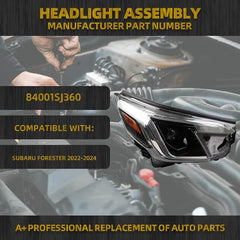 LED Headlights Compatible With Subaru Forester 2022-2024 w/LED DRL Projector Headlamp Assembly Right Passenger Side Replaces#84001SJ360 w/Bulbs