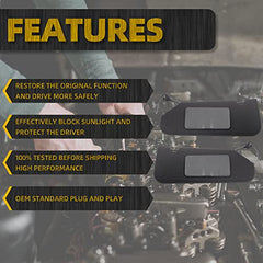 Left Driver & Right Passenger Side Sun Visor Compatible with Chevrolet Corvette C6 05-13 Replaces 23142243 23142245 Sunvisors with Bright LED Lights