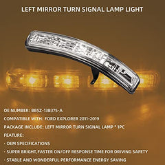 Left Mirror Light Turn Signal Lamp Compatible with Ford Explorer 2011-2019 Driver Side Led Indicator Lights Replaces# BB5Z-13B375-A BB5Z13B375A