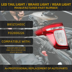 BB5Z13405C Tail Light Compatible with Ford Explorer 2011 2012 2013 2014 2015 Taillights Rear Lamp Left Driver Side Replace OE# BB5Z13405C FO2800226