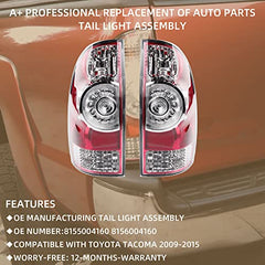 One Pair Left & Right side Tail Light Assembly LED Type Compatible with Second generation Toyota Tacoma 2005-2015 Replaces# 8155004160 8156004160