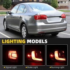 Passenger Tail Light Assembly Compatible with 2011-2014 Volkswagen Jetta Rear Lamp Outer Right Side with Halogen Bulbs Rear Taillight, Cannot fit to Hybrid Replaces# VW2805107 5C6945096D - Dasbecan