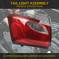 Left Driver Side Outer Taillight Assembly Compatible with 2018 2019 2020 Chevy Equinox Replaces 84769835 Rear Brake Lamp Halogen Type