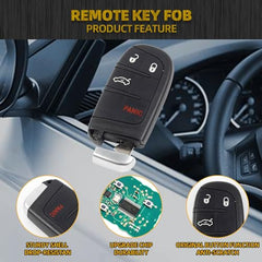 Key Fob Replacement Compatible with Chrysler 300 2011-2018 Dodge Charger Challenger Dart Journey Keyless Entry Remote Control Replaces M3N-40821302 56046758AB ID46 Chip 433MHz 4 Buttons