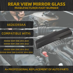 Trailer Tow Mirror Front Arm Cover Left Driver Side Compatible with Dodge Ram 2014-2019, 1500 2500 3500 Replace #OE 68263393AA