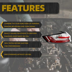 Tail Light Assembly Rear Lamp LED Type Compatible with 2019-2023 Ford Edge Rear Lamp WITHOUT DRL Left Driver Side KT4Z13405C