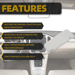 Gray Left Driver Side Sun Visor Replacement with Vanity Mirror Compatible with 2014-2019 Mazda3 2014-2018 Mazda6