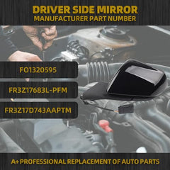 Left Driver Side Mirror Assembly Compatible with Ford Mustang 2015-2020 with Spotter Glass Replaces FO1320595 FR3Z17683L-PFM FR3Z17D743AAPTM Black 3Pins