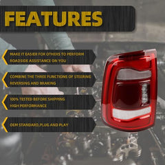 Tail Light Assembly LED Compatible With Dodge Ram 2500 3500 2019-2023 Rear Lamp Left Driver Side 68361717AD Without blind spot (Red Cover)