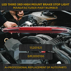 Red LED 3rd Third Light Brake Stop Light Rear Lamp Assembly Compatible With 2002-2009 Chevrolet Trailblazer GMC Envoy Isuzu Ascender Oldsmobile Bravada Saab 9-7X Replaces# 15201921 GM2890106