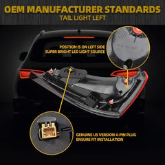 Driver Side Tail Light Assembly Compatible with 2013-2017 Audi Q5 Rear Left LED Lamp Replaces# 8R0945093D Red Signal 4PIN