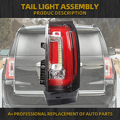 Right Passenger side Tail Light Assembly LED Compatible with 2015-2020 GMC Yukon and Yukon XL