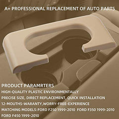 Beige Rear Center Console Cup Holder Central Armrest Cushion Assembly Compatible with Ford F250 F350 F450 1999-2010