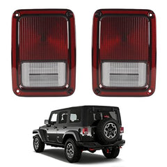 Rear Tail Light Assembly Compatible With 2007-2017 Jeep Wrangler JK Pair Taillamp With Halogen Bulbs Replaces# 55077891AH CH2800177 55077890AH CH2801177(Left and Right)