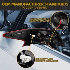 Tail Light Assembly Compatible with 2016 2017 2018 Nissan Altima Rear lamp Left Driver Side 265559HS0A NI2804106