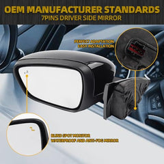 Left Driver Side Door Mirror Assembly Compatible with Ford Escape 2020 2021 2022 2023 Power Glass Heated with Blind Spot Dectection Black 7Pins Replaces LJ6Z-17683-DA