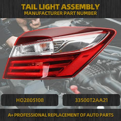 Passenger Tail Light Compatible with Honda Accord 2016 2017 Right Rear Lamp Outer Replaces# 33500T2AA21 With Bulbs