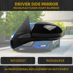 Driver Side Mirror Compatible with Nissan Sentra SR SV 2020-2023 Manual Folding Power Glass Heated Turn Signal Light Black 7Pins Replace# NI1320327 963026LB1A