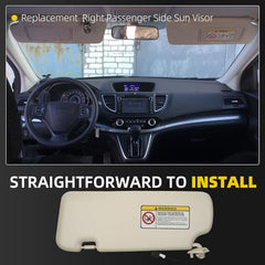 Sun Visor Compatible with 2012-2016 Honda CR-V Right Passenger Side Sunshade with Light Makeup Mirror Replace# 83280-T0A-H11ZB(Beige)