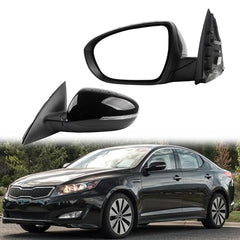 Driver Side Mirror Compatible with 2011 2012 2013 Kia Optima Black Left Mirror with Signal Light, Manual Folding, Power Glass Replace# 876102T110 KI1320152 (5 PINS)