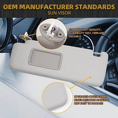 Front Left Driver Side Sun Visor with Vanity Light Compatible with Toyota 4Runner 2010-2023 Replaces# 74320-35A91-B1 (Gray)