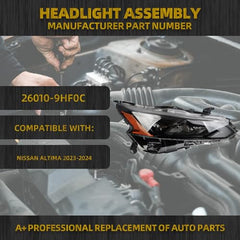 Full LED Headlights Compatible With Nissan Altima 2023-2024 w/LED DRL Projector Headlamp Assembly Right Passenger Side