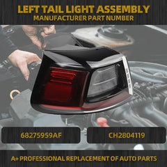 LED Driver Side Tail Light Assembly Compatible with 2019 2020 2021 2022 2023 Jeep Cherokee Rear Left Taillight Outer Replace# CH2804119 68275959AF