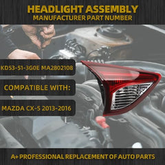 Taillight Compatible with 2013-2016 Ma-zda CX-5 Left Driver Side Rear Inner w/o Bulbs Replaces# KD53-51-3G0D MA2802108