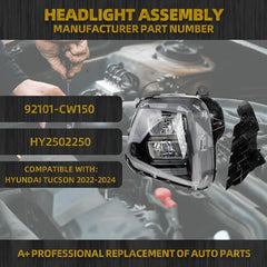LED Headlight Compatible With Hyundai Tucson 2022 2023 Left Driver Side LED Projector Replaces# 92101CW150 HY2502250