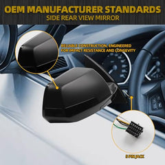 Right Passenger Side Mirror Compatible with 2020-2021 Chevrolet Traverse Power Heated Manual Foldin Black Cover Replace Rear View Mirror 85535683 (5pin)