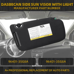 Driver Side Sun Visor Compatible with Nissan Sentra 2013 2014 2015 2016 2017 2018 2019 Replaces# 96400-3SG8A Front Left | Sun Protection Shade | Makeup Mirror | Vanity Light | Black