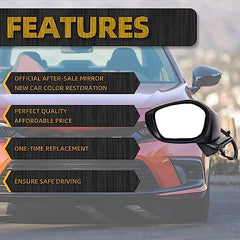Driver Left Side Mirror Compatible with 2022-2025 Honda Civic With Power Glass, Manual Folding, Match to Crystal Black Pearl Replaces# HO1320350 76208T20A01 (3Pins)