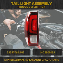 Tail Light Assembly LED Compatible with 2017-2023 Honda Ridgeline Rear Lamp Left Driver Side 33550T6ZA03